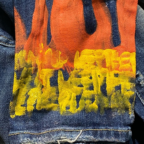 Faith Connexion hand painted flame print slim skinny jeans 25 - Picture 5 of 7